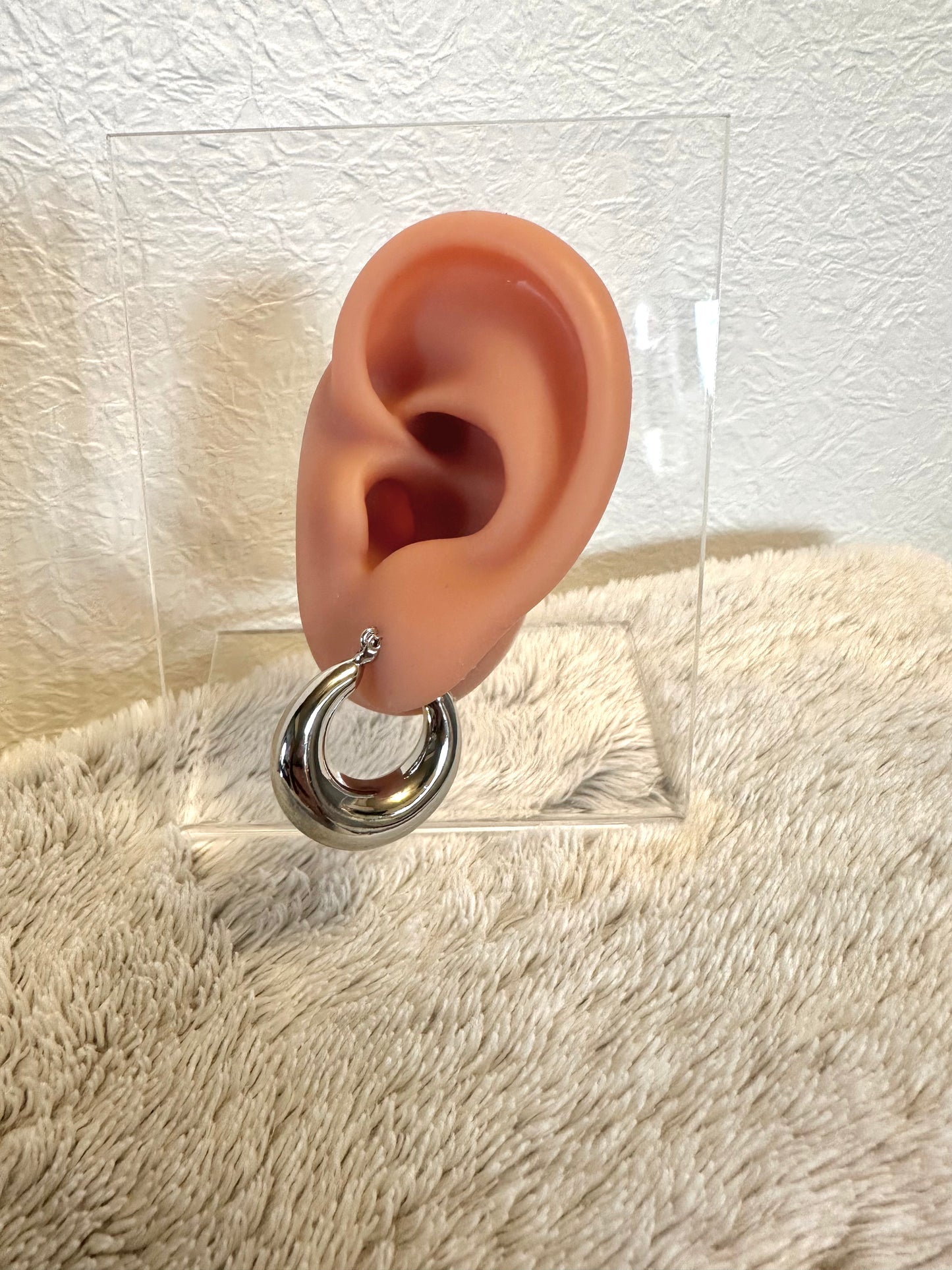 Chunky hoop earrings Silver #E0015