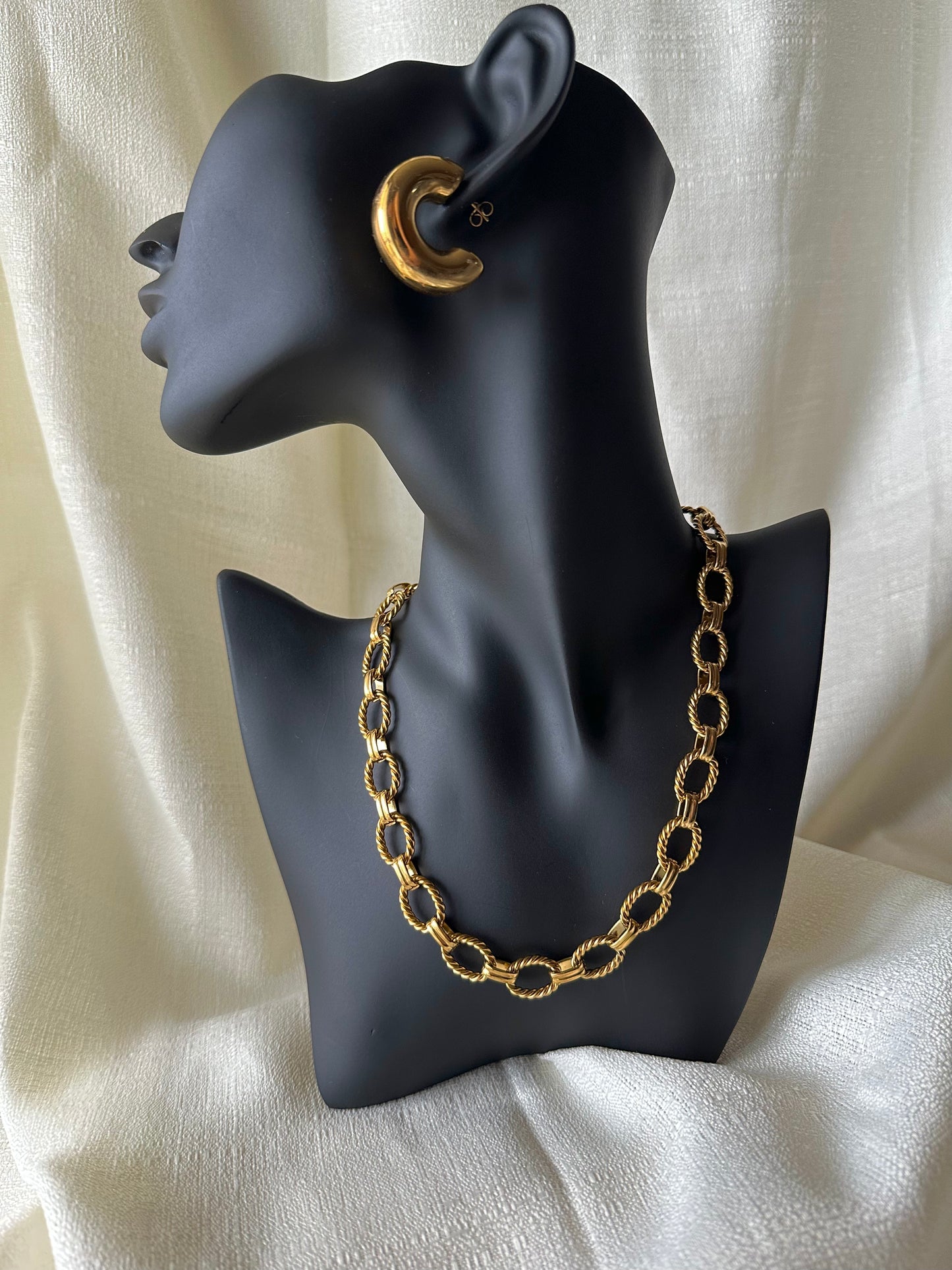 Vintage inspired cable cuff chain choker #N0019