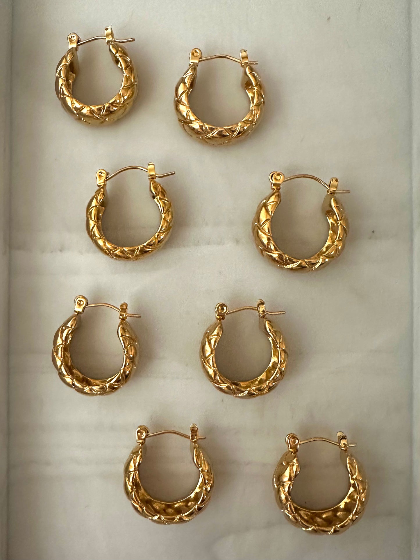 Chunky waffle hoop earrings #E0006