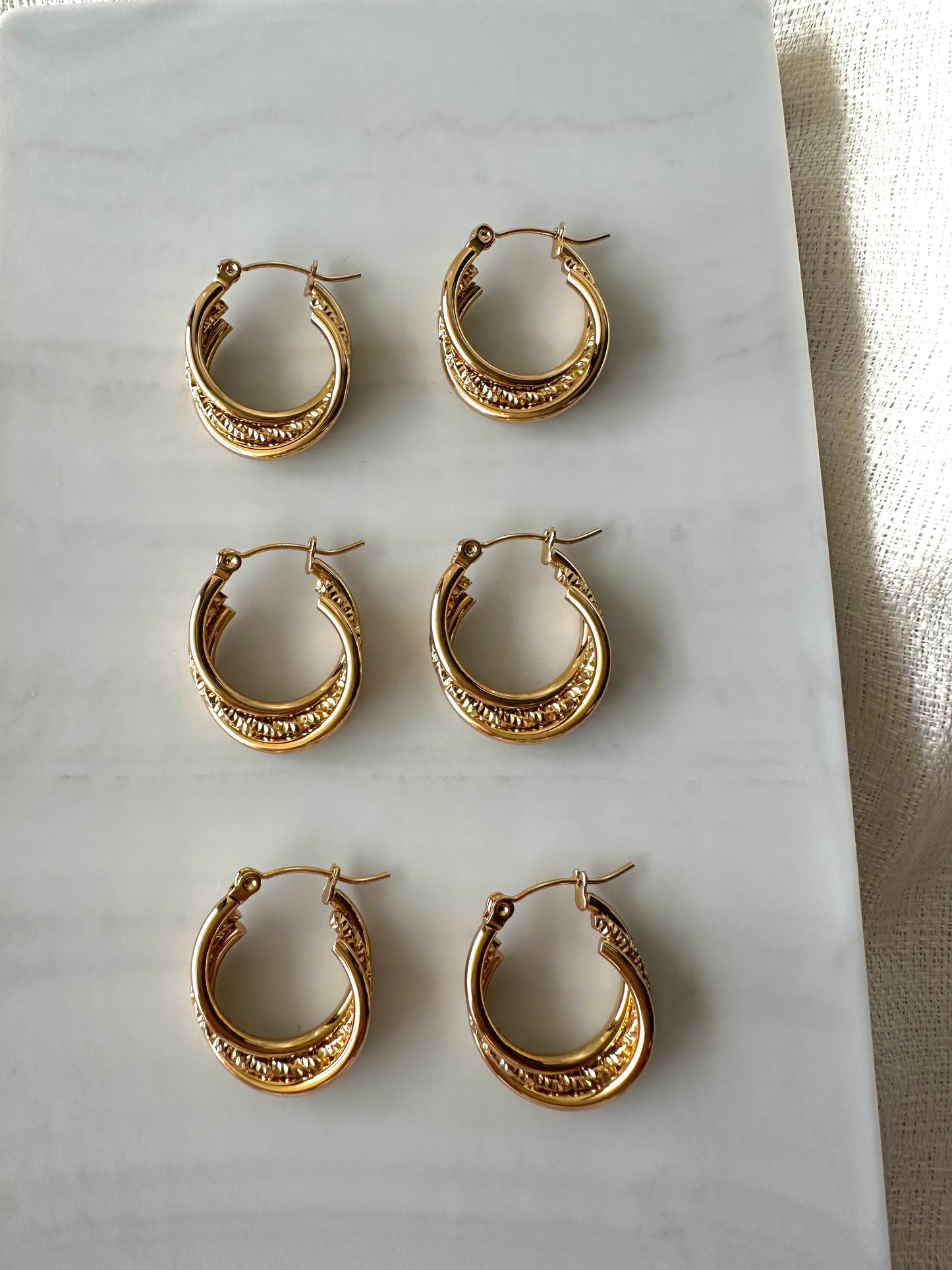 Triple entwine hoop earrings #E0011