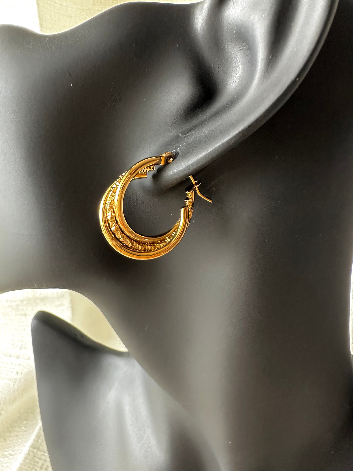 Triple entwine hoop earrings #E0011