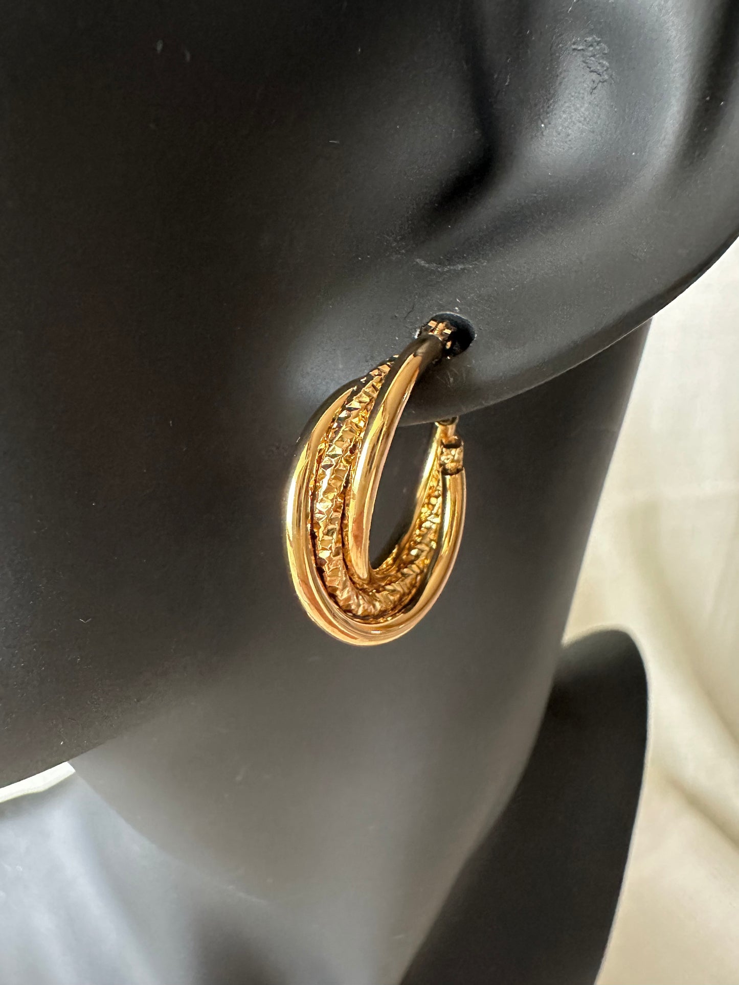 Triple entwine hoop earrings #E0011