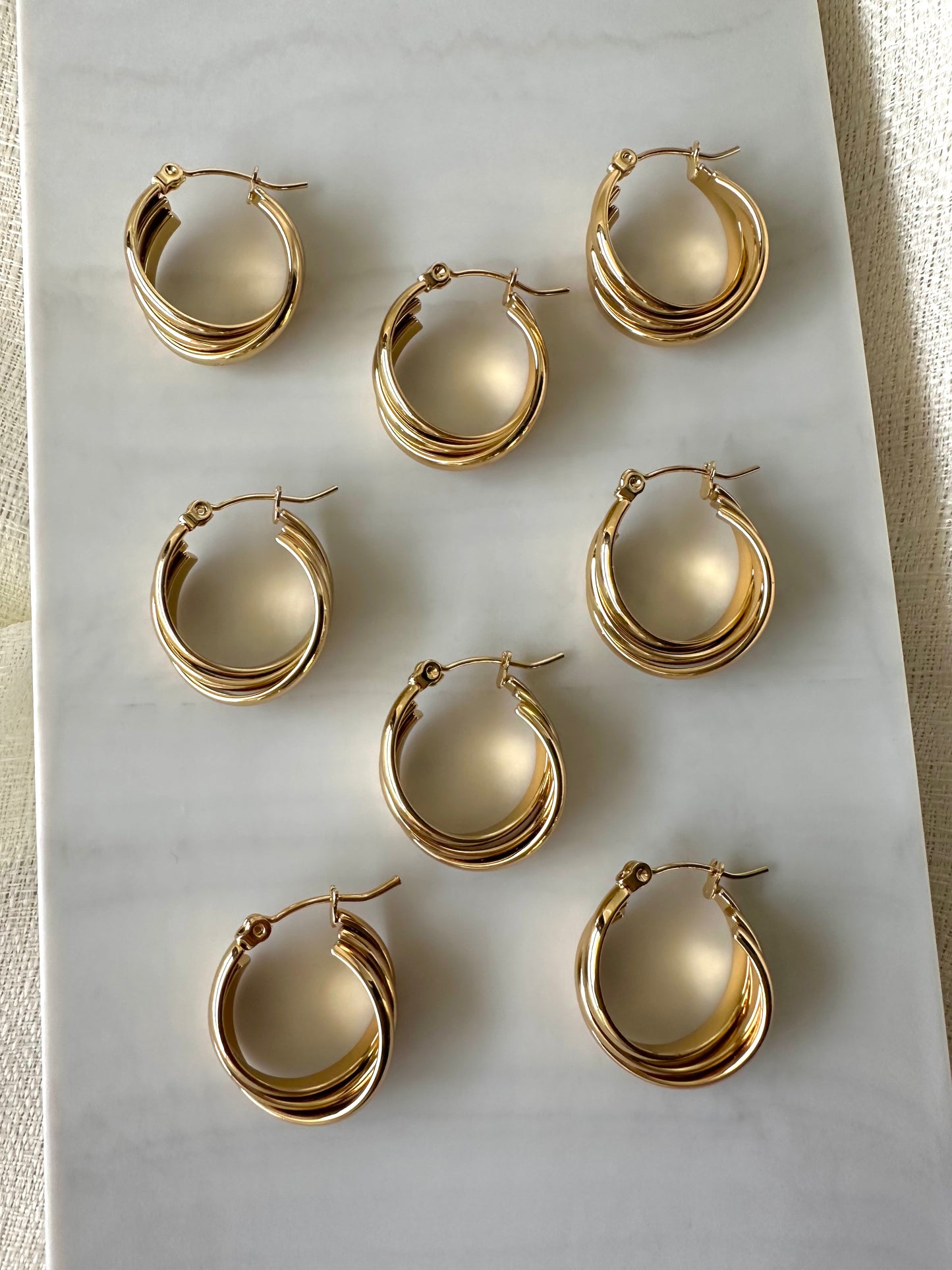 Triple entwine hoop earrings #E0012