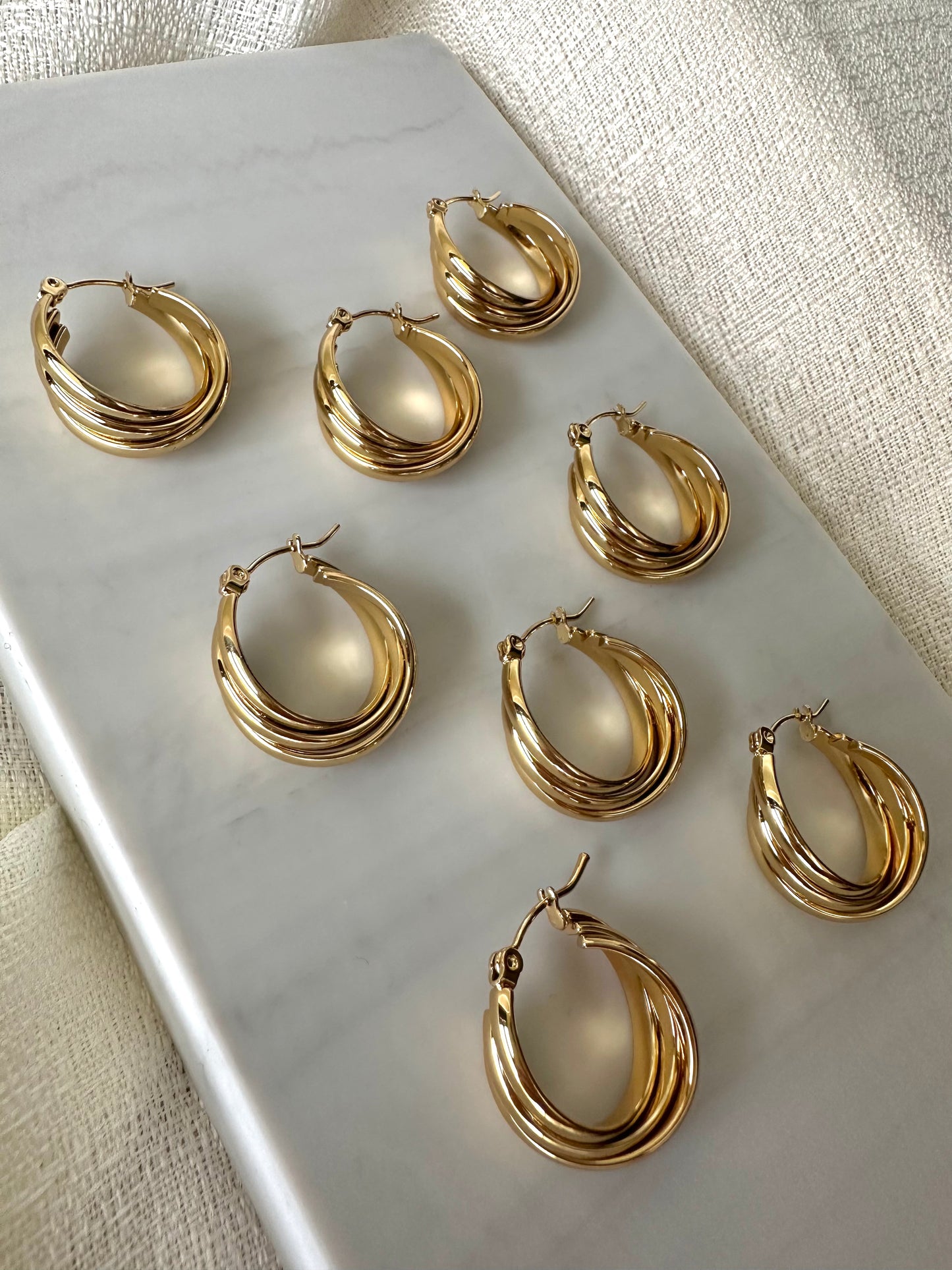Triple entwine hoop earrings #E0012