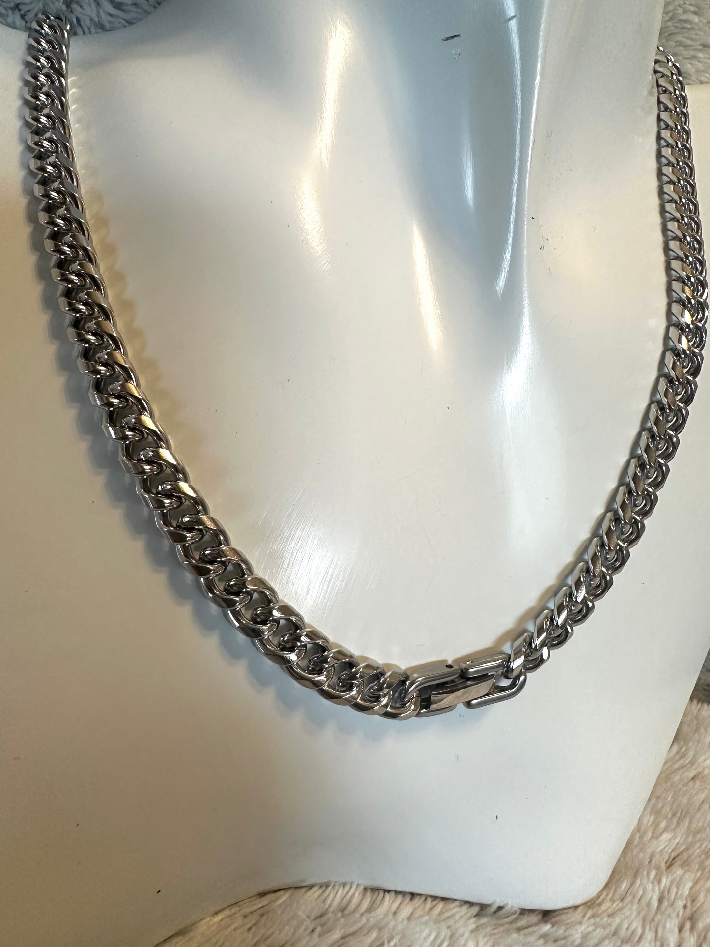 Curb chain necklace Silver  #N0022