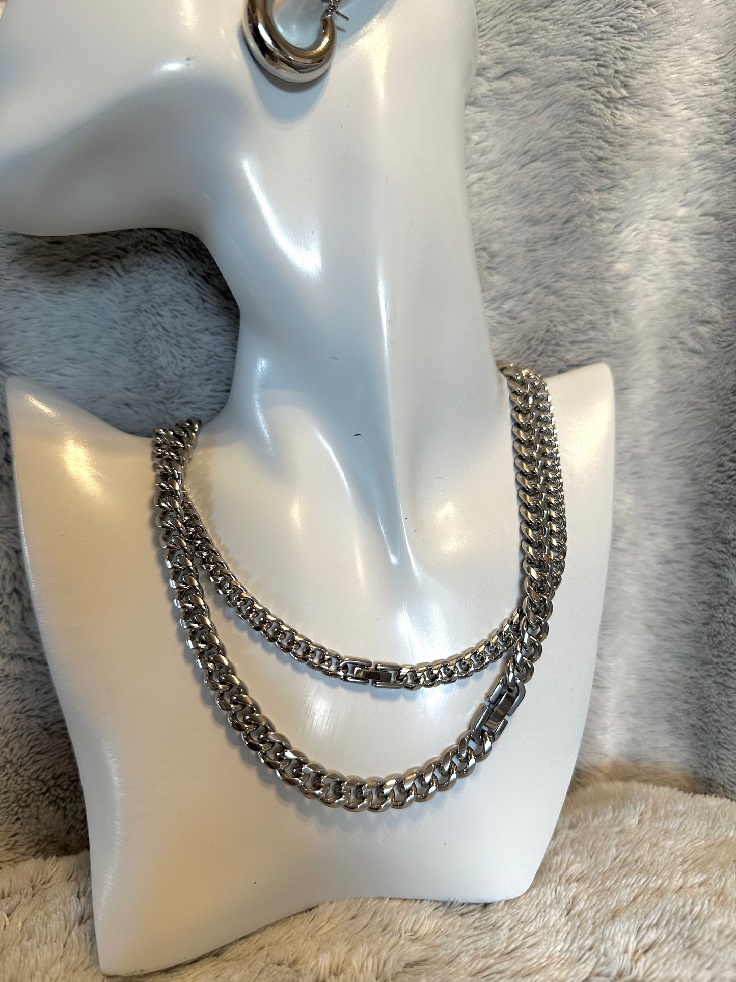 Curb chain necklace Silver  #N0023