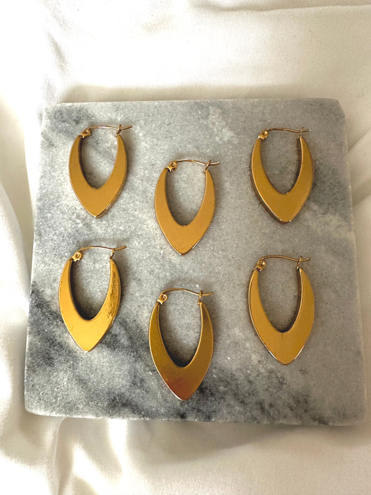 V shaped flat hoop earrings  #E0005