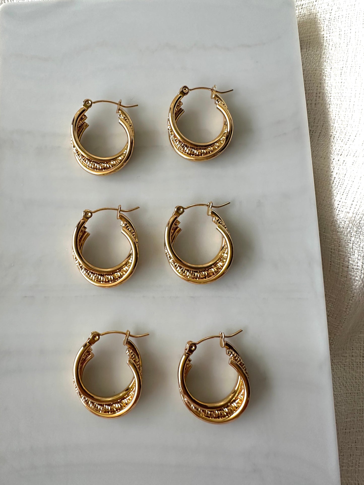 Triple entwine hoop earrings  #E0011