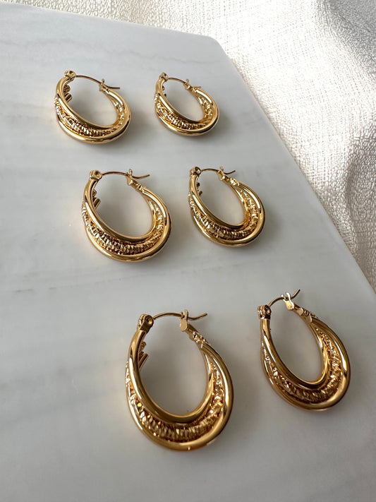 Triple entwine hoop earrings  #E0011